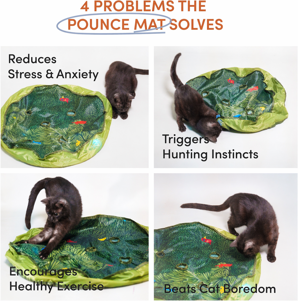 Pounce Mat 2.0- Hunting Toy- 2-in-1 Toy with interactive ball