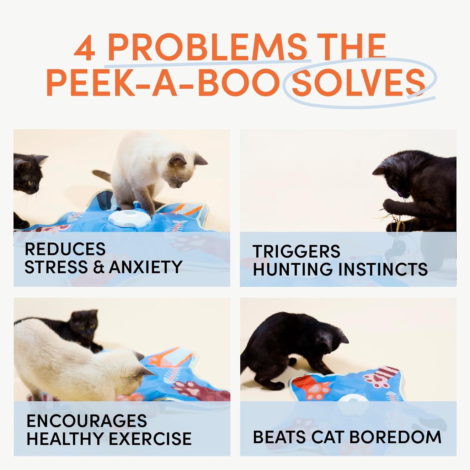 Paw Paw Peek-A-Boo Interactive Cat Toy – 5-Point Feather Hunting Game with Bird Sounds