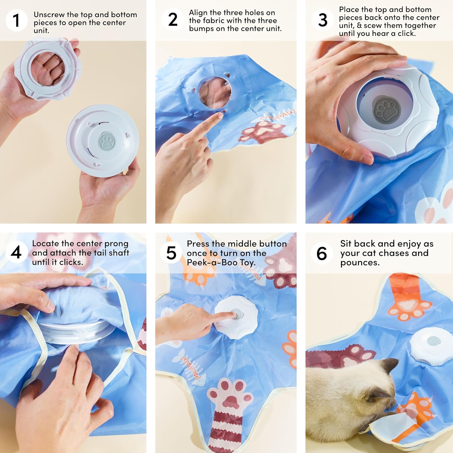 Paw Paw Peek-A-Boo Interactive Cat Toy – 5-Point Feather Hunting Game with Bird Sounds