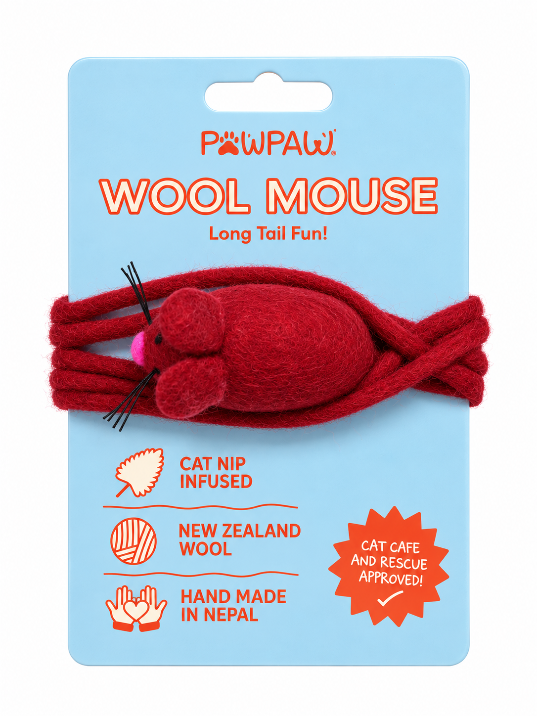 Long Tail Louie- Wool Mouse Long Tail Cat Toy