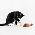 Nibbles the Whale- Interactive Cat Toy – Plush Hideout with Tethered Mini Toy & Treat Pocket
