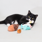 Nibbles the Whale- Interactive Cat Toy – Plush Hideout with Tethered Mini Toy & Treat Pocket