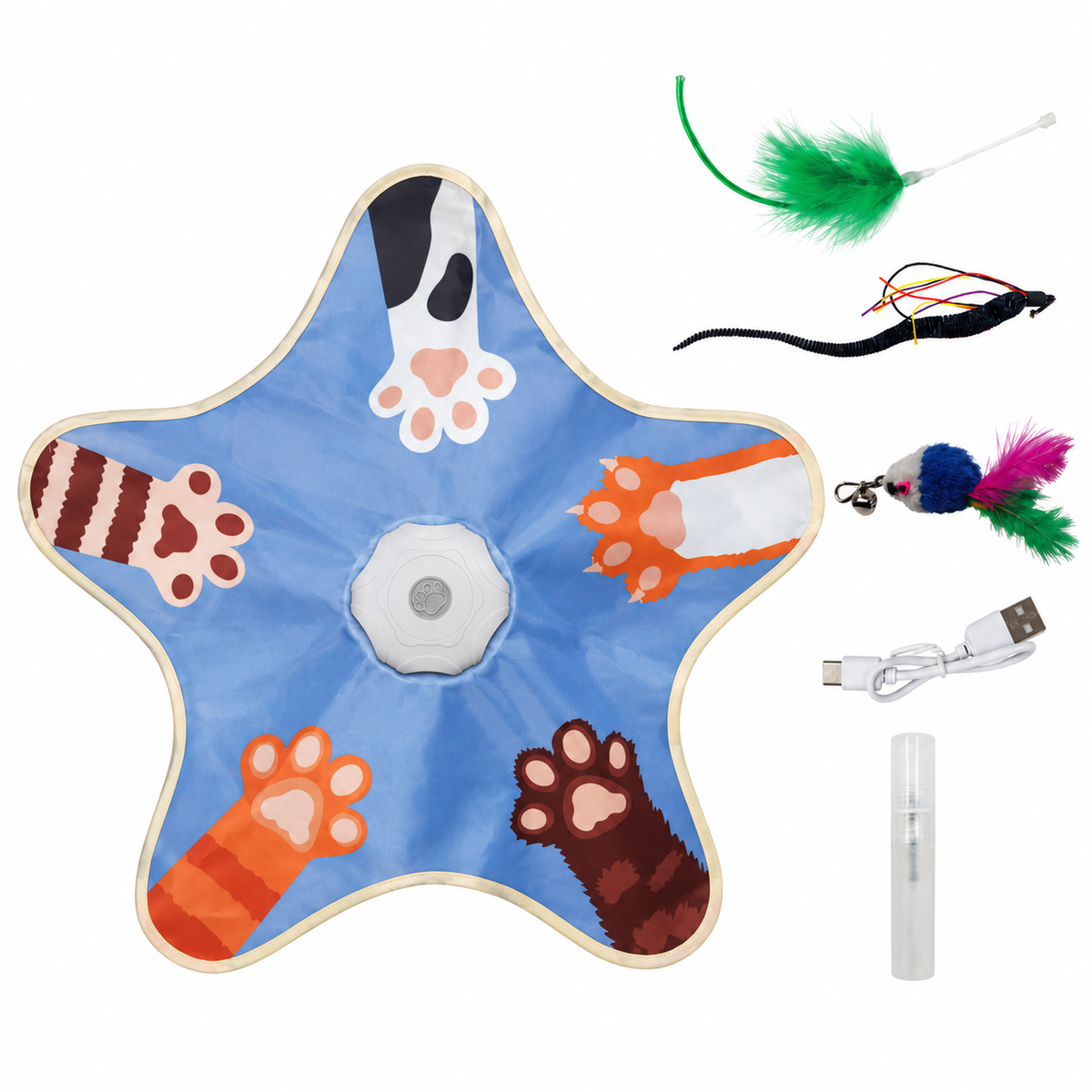 Paw Paw Peek-A-Boo Interactive Cat Toy – 5-Point Feather Hunting Game with Bird Sounds