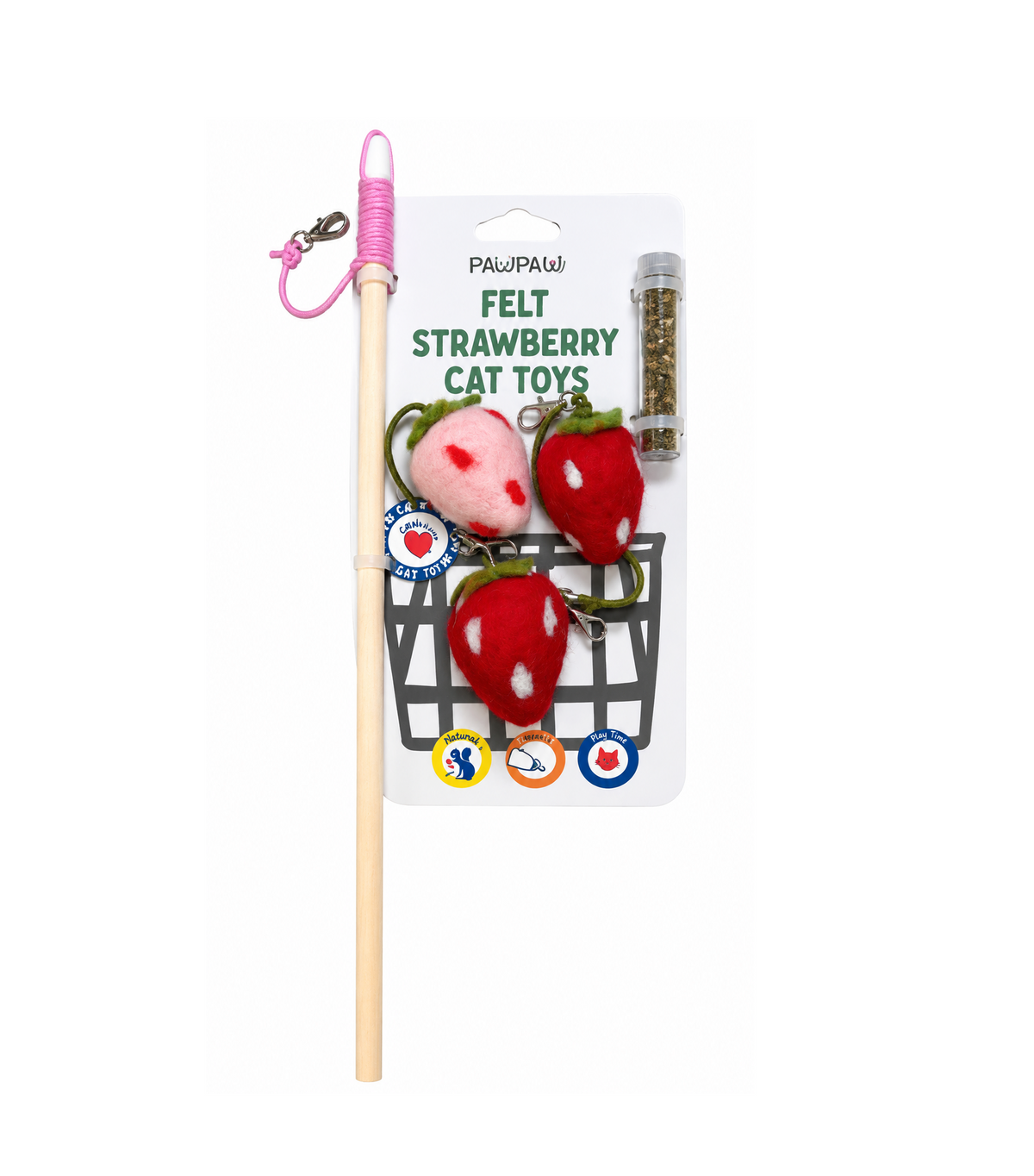 Strawberry Felt Kicker Cat Toy – Sweet, Soft, and Purrfectly Fun!