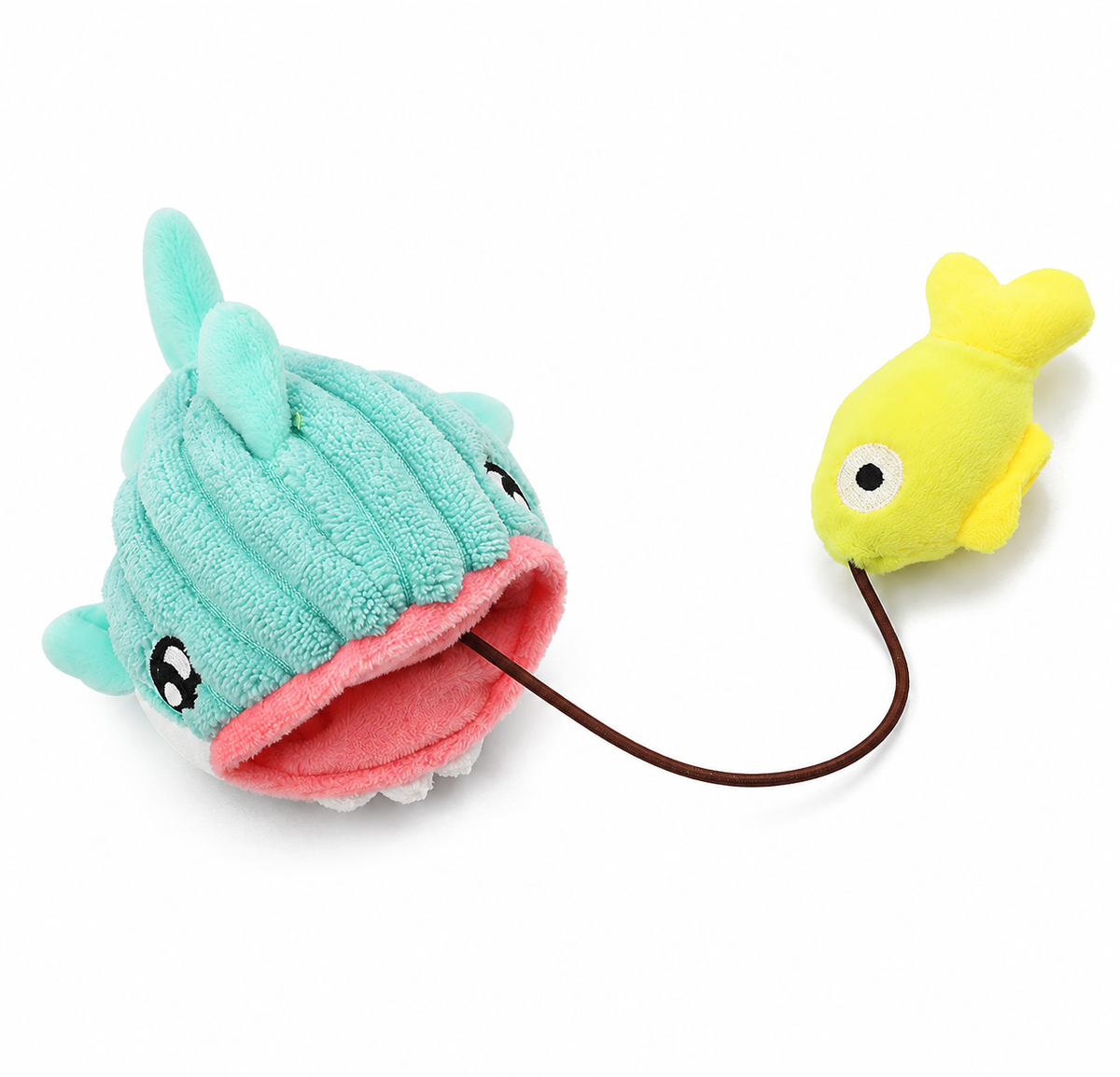 Nibbles the Whale- Interactive Cat Toy – Plush Hideout with Tethered Mini Toy & Treat Pocket