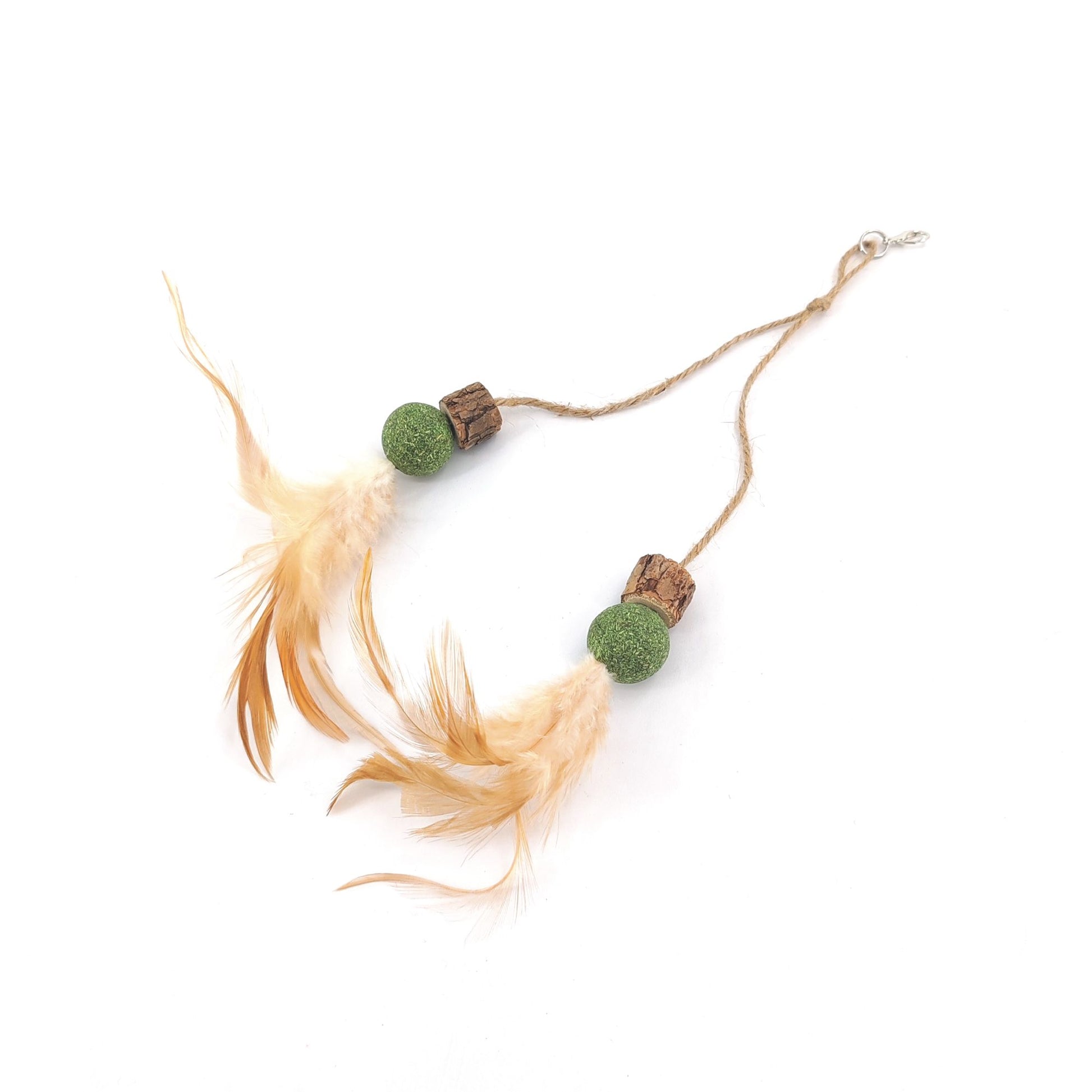Cat Toy Tail with Silvervine Cubes, Catnip Balls & Feathers