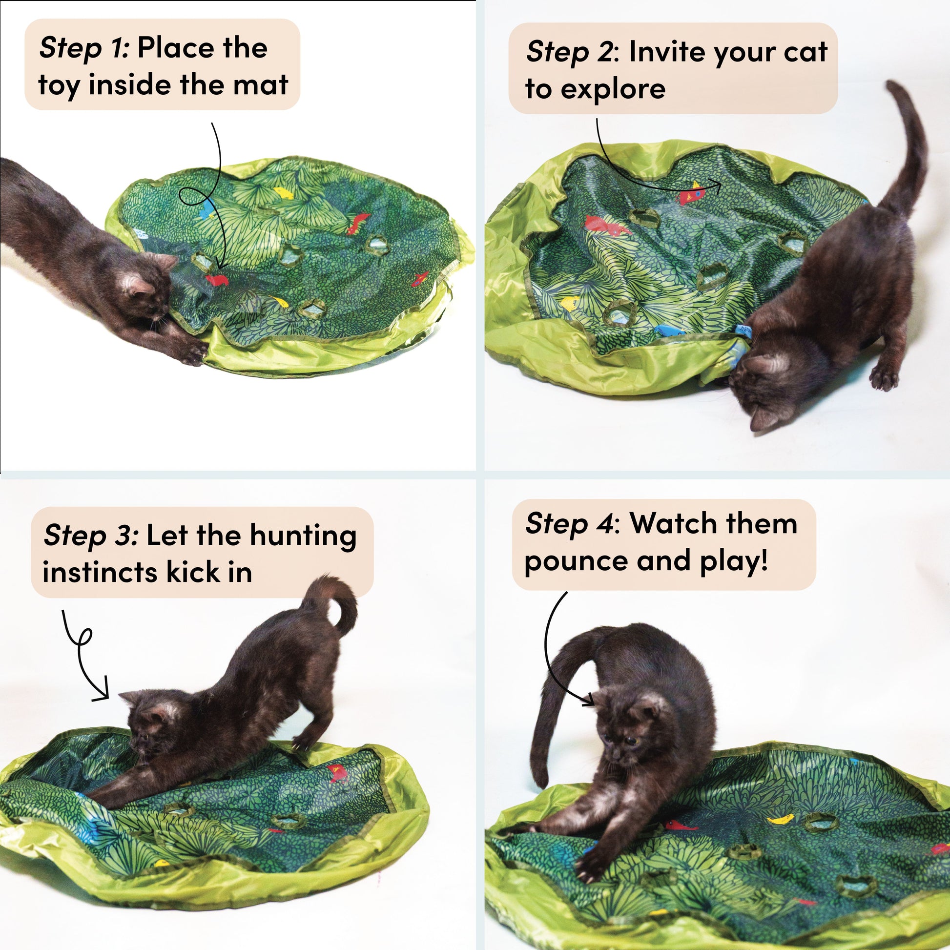 Pounce Mat 2.0- Hunting Toy- 2-in-1 Toy with interactive ball
