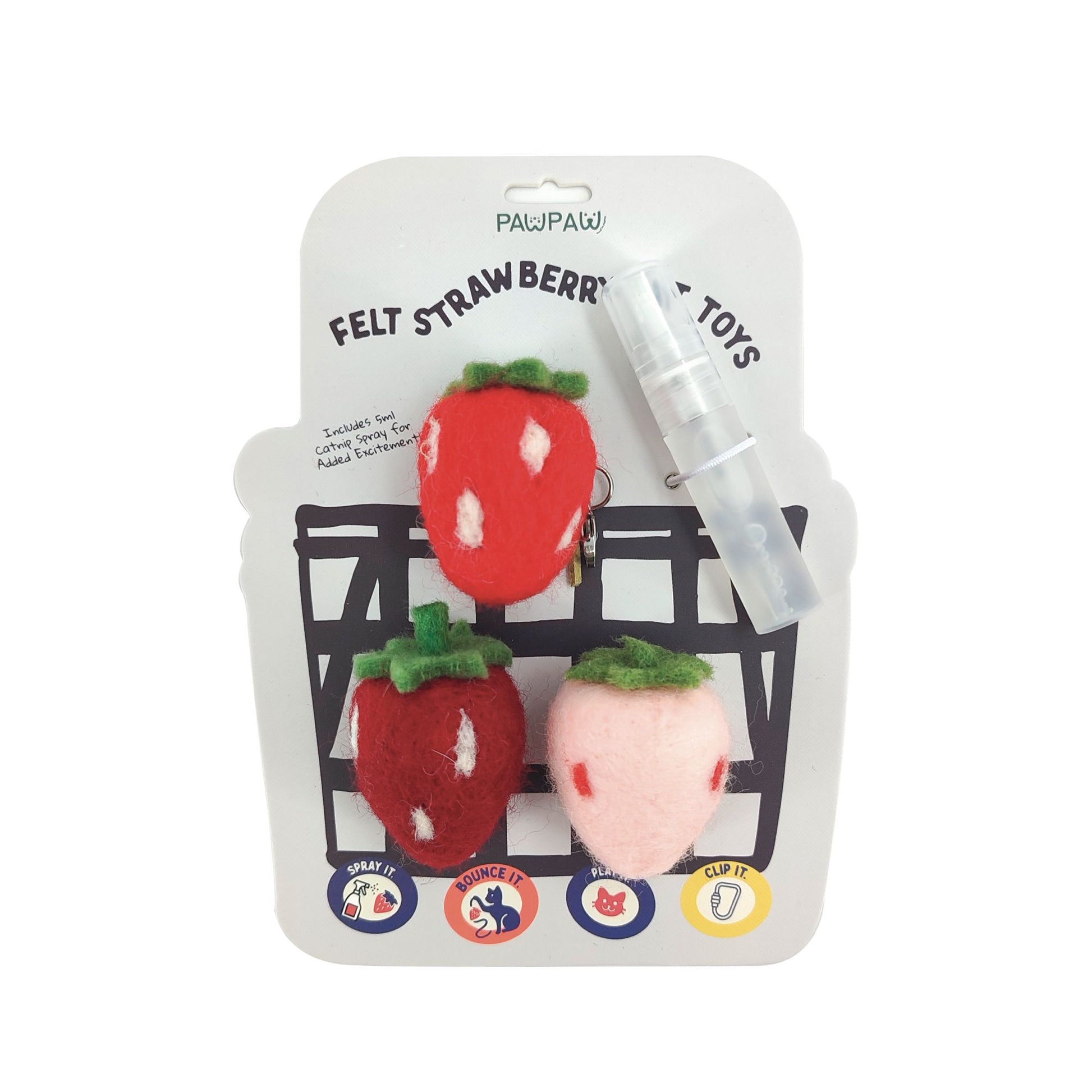 Strawberry Felt Kicker Cat Toy – Sweet, Soft, and Purrfectly Fun!