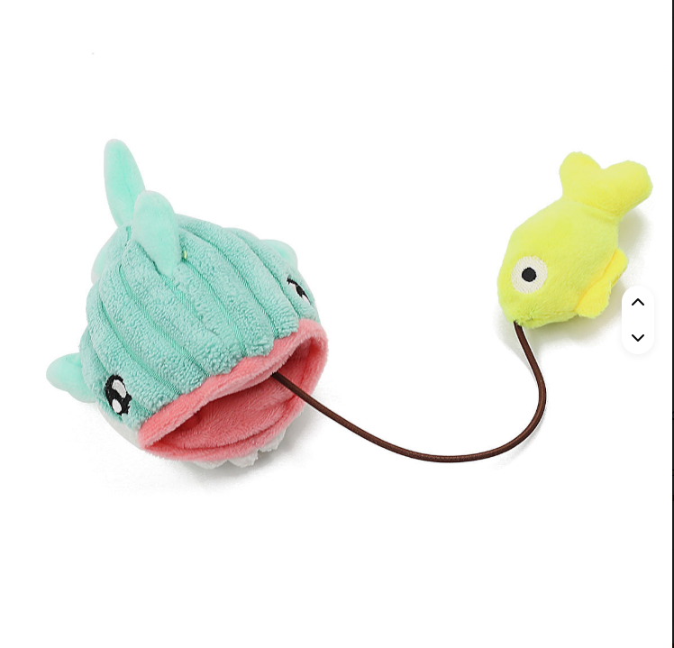 Nibbles the Whale- Interactive Cat Toy – Plush Hideout with Tethered Mini Toy & Treat Pocket